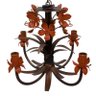 Luminária Artesanal de Metal com Tulipas Decorativas Iluminação de Sala - Laranja - 1