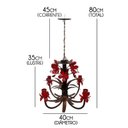 Ver imagem 2 de Lustre Simples para Sala de Apartamento Pequeno com Tulipas Artesanais - Vermelho escuro