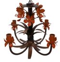 Ver imagem 1 de Lustre Simples para Sala de Apartamento Pequeno com Tulipas Artesanais - Laranja