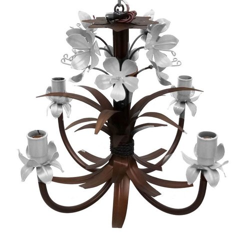 Lustre Simples para Sala de Apartamento Pequeno com Tulipas Artesanais - Branco