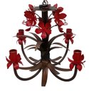 Ver imagem 1 de Luminária Artesanal de Metal com Tulipas Decorativas Iluminação de Sala - Vermelho Escuro