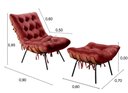 Ver imagem 5 de Poltrona Costela com Puff Cor:Suede Bordô 110