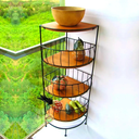 Ver imagem 5 de Fruteira de Canto 3 Níveis Suporte Organizador Vertical em Ferro e Madeira para Cozinha