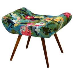 Kit 2 Puffs Alice Banqueta Tecido Manchado Verde Pés Palito - 2