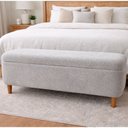 Ver imagem 2 de Puff Baú Bella 160cm Pés Madeira Bouclé Cinza - Sallar Home
