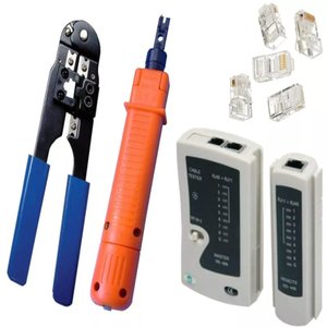 Kit Alicate Rj45 + Punch Down + 20x Conector + Testador Cabo