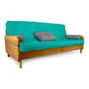 Ver imagem 5 de Sofá Cama Paris Acquablock Azul Turquesa Madeira Maciça Alto Padrão