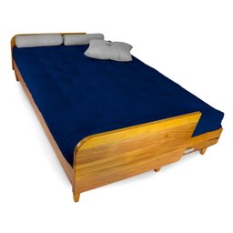 Sofá Cama Paris Azul Royal Acquablock em Madeira Maciça Nobre - 6