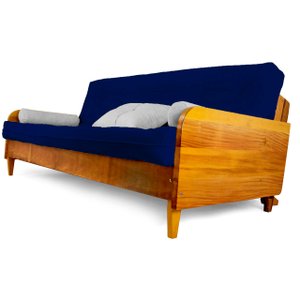 Sofá Cama Paris Azul Royal Acquablock em Madeira Maciça Nobre