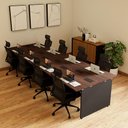 Ver imagem 6 de Mesa de Escritório Estação de Trabalho 8 Lugares 3,60m x 1,20m Pés Painel Nogal F5 Office Cor: