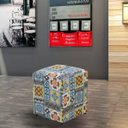 Ver imagem 3 de Puff Quadrado Decorativo Tecido Azul Cinza