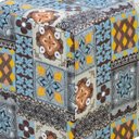 Ver imagem 2 de Puff Quadrado Decorativo Tecido Azul Cinza
