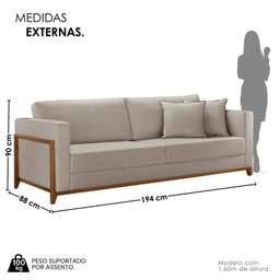 Sofá Living 3 Lugares Linho 194cm Paris - 4