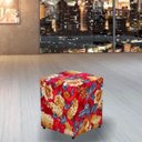 Ver imagem 4 de Kit 2 Puffs Quadrado Decorativo Tecido Vermelho Estampado