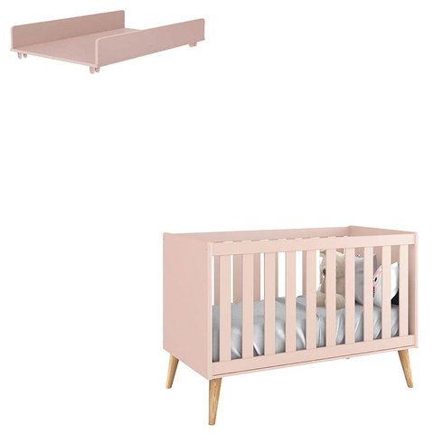 Berço Americano Theo com Trocador Juju Rosa Natural - Reller