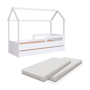 Bicama Casinha com 2 Colchões Solteiro Sonho Shop Jm Bicama Casinha com 2 Colchões Solteiro Branca
