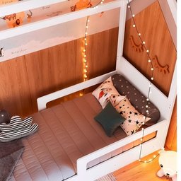 Bicama Casinha com 2 Colchões Solteiro Sonho Shop Jm Bicama Casinha com 2 Colchões Solteiro Branca - 5