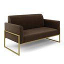 Ver imagem 3 de Sofá Namoradeira com Poltrona Base Industrial Alta Dourado Marisa Suede D03 - D’Rossi Marrom