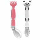 Ver imagem 1 de Kit Colher Pandinha Silicone Rosa e Branca buba baby