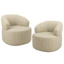 Ver imagem 2 de Kit 02 Poltronas Giratória Orgânica para Sala de Estar Living Helena L02 Linho Bege - Lyam Deco