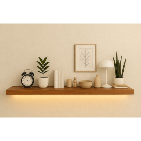 Prateleira MDF 30mm LED 120x20 Suporte Invisivel Italian Noce 3000k 220V