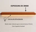 Ver imagem 4 de Prateleira MDF 30mm LED 120x20 Suporte Invisivel Italian Noce 3000k 220V