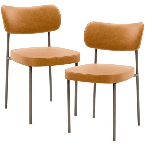 Kit 02 Cadeiras para Sala de Jantar Melina Base Arena L02 Couríssimo Whisky - Lyam Decor