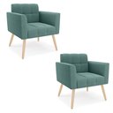 Ver imagem 1 de Poltrona Sala Estar Pé Palito Natural Kit 2 Elisa Bouclê Vd Menta D03 - D'Rossi
