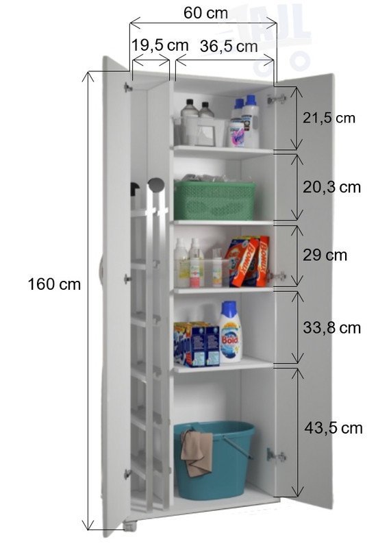 Armário Multiuso Super Branco 2 Porta Alto Para Lavanderia AJB STORE - 5