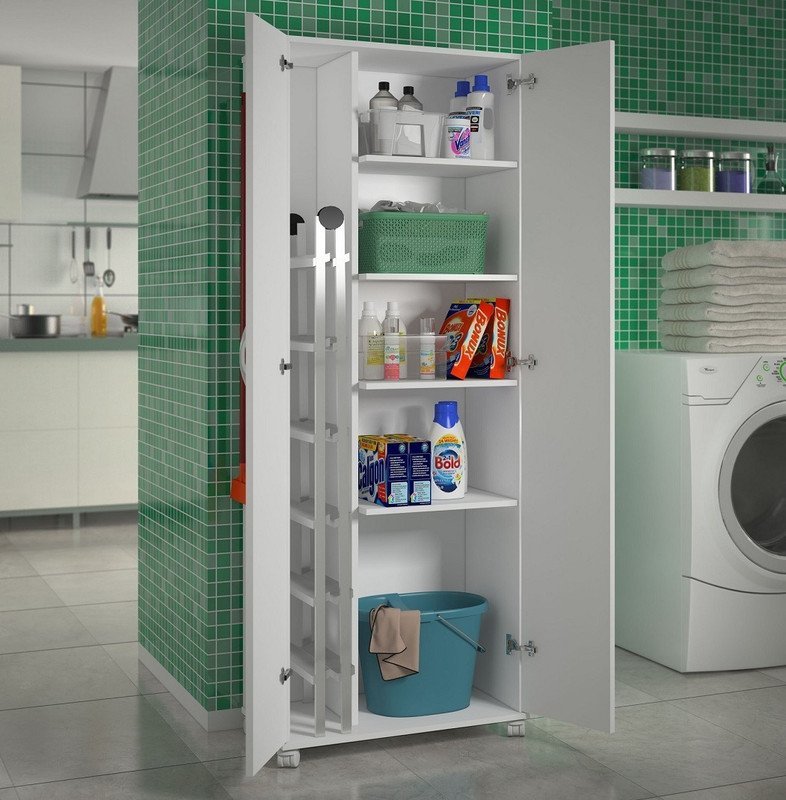 Armário Multiuso Super Branco 2 Porta Alto Para Lavanderia AJB STORE - 3