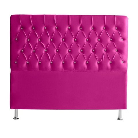 Cabeceira de Cama Box Estrela Queen 160 Cm Suede Botão Cristal Rosa Pink do Lar Móveis e Decora