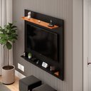Ver imagem 4 de Painel Sala Rack para Quarto Tv 43 Polegadas Prime com Passa-cabos em Mdf/mdp - Jm3 Móveis:preto