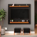 Ver imagem 1 de Painel Sala Rack para Quarto Tv 43 Polegadas Prime com Passa-cabos em Mdf/mdp - Jm3 Móveis:preto
