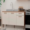 Ver imagem 1 de Balcão para Cozinha 100% MDF Essência Bege/Freijó/Off White