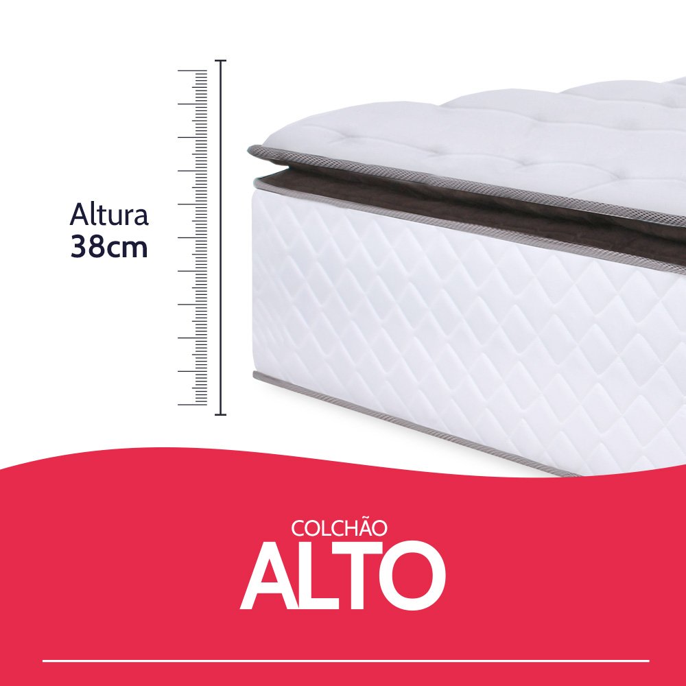 Colchão Queen Bf Molas Ensacadas com Pillow Top Extra Conforto 158x198x38cm Premium Sleep - 4