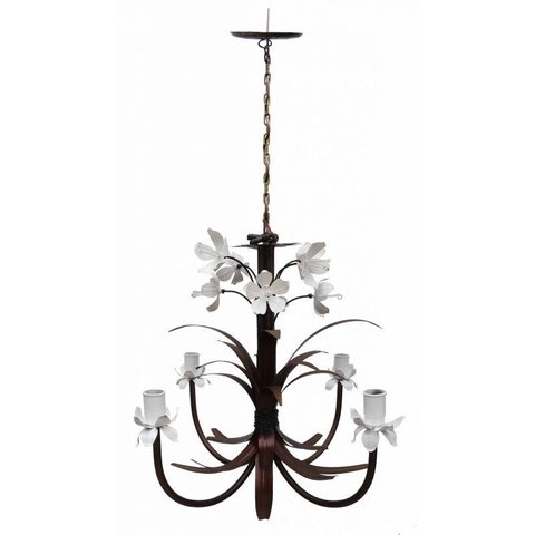 Luminária Lustre de Lirios Flores Artesanais Decoção Sala de Jantar - Branco