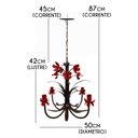 Ver imagem 2 de Luminária Lustre de Lirios Flores Artesanais Decoção Sala de Jantar - Vermelho