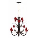 Ver imagem 1 de Luminária Lustre de Lirios Flores Artesanais Decoção Sala de Jantar - Vermelho