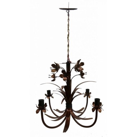 Luminária Lustre de Lirios Flores Artesanais Decoção Sala de Jantar - Verniz