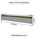 Ver imagem 4 de Rack Para Sala Moderno Cinza Off White 220cm Sublime Gelius