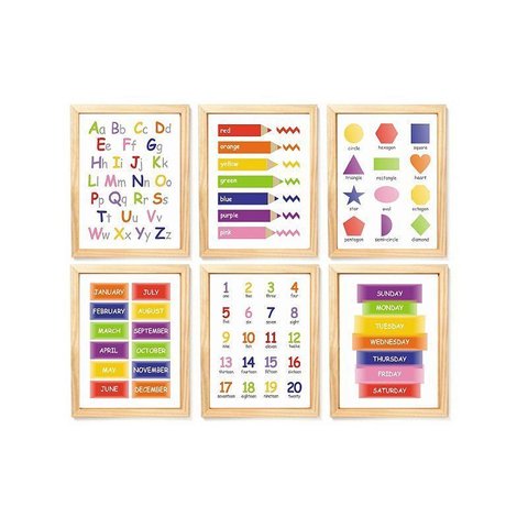 Kit Quadro Alfabeto & Números & Cores Decorativo Quarto Criança Enxoval Bebê Educativo