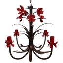 Ver imagem 4 de Lustre para Decoração Sala de Jantar Artesanal com Lirios Coloridos - Vermelho