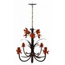 Ver imagem 1 de Lustre para Decoração Sala de Jantar Artesanal com Lirios Coloridos - Laranja