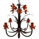Ver imagem 4 de Lustre para Decoração Sala de Jantar Artesanal com Lirios Coloridos - Laranja