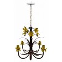 Ver imagem 1 de Lustre para Decoração Sala de Jantar Artesanal com Lirios Coloridos - Amarelo
