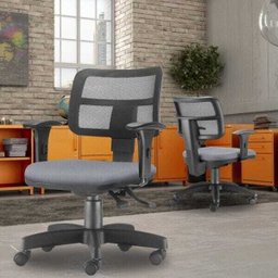 Cadeira Giratória Zip Executiva Ergonômica Escritório Couro Sintético Cinza - Lyam Decor - 2