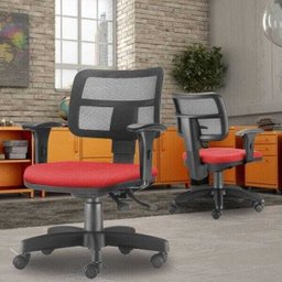 Cadeira Giratória Zip Executiva Ergonômica Escritório Suede Vermelho - Lyam Decor - 2