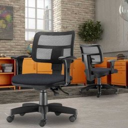 Cadeira Giratória Zip Executiva Ergonômica Escritório Crepe Preto - Lyam Decor - 2