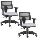 Ver imagem 1 de Kit 2 Cadeiras Giratórias Zip Executiva Ergonômica Escritório Couro Sintético Branco - Lyam Decor