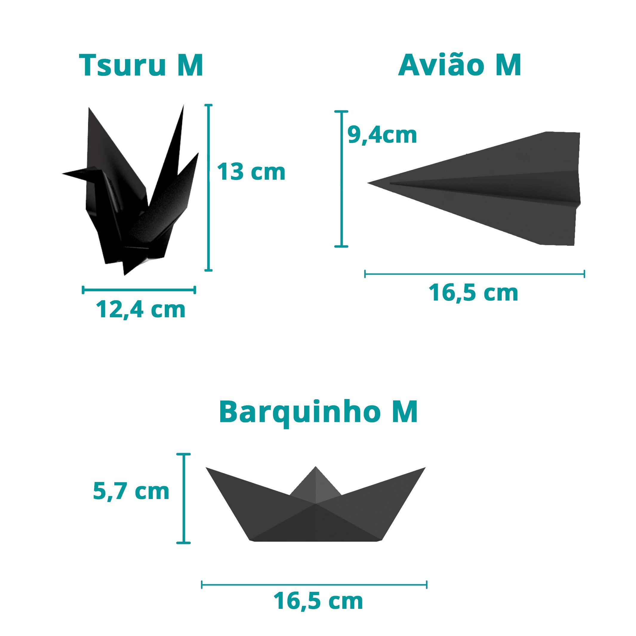 Trio Origami M - Pássaro Tsuru, Avião E Barquinho / Decoração, Origami 3d - Toque 3D:Amarelo - 4